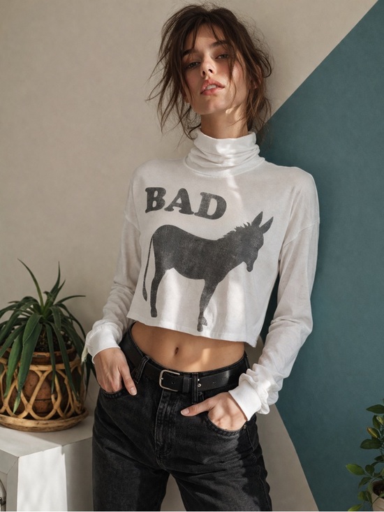 Urban Outfitters Tops - Urban Outfitters ODDPEOPLE | BAD Donkey Graphic Crop Top Turtleneck Y2K